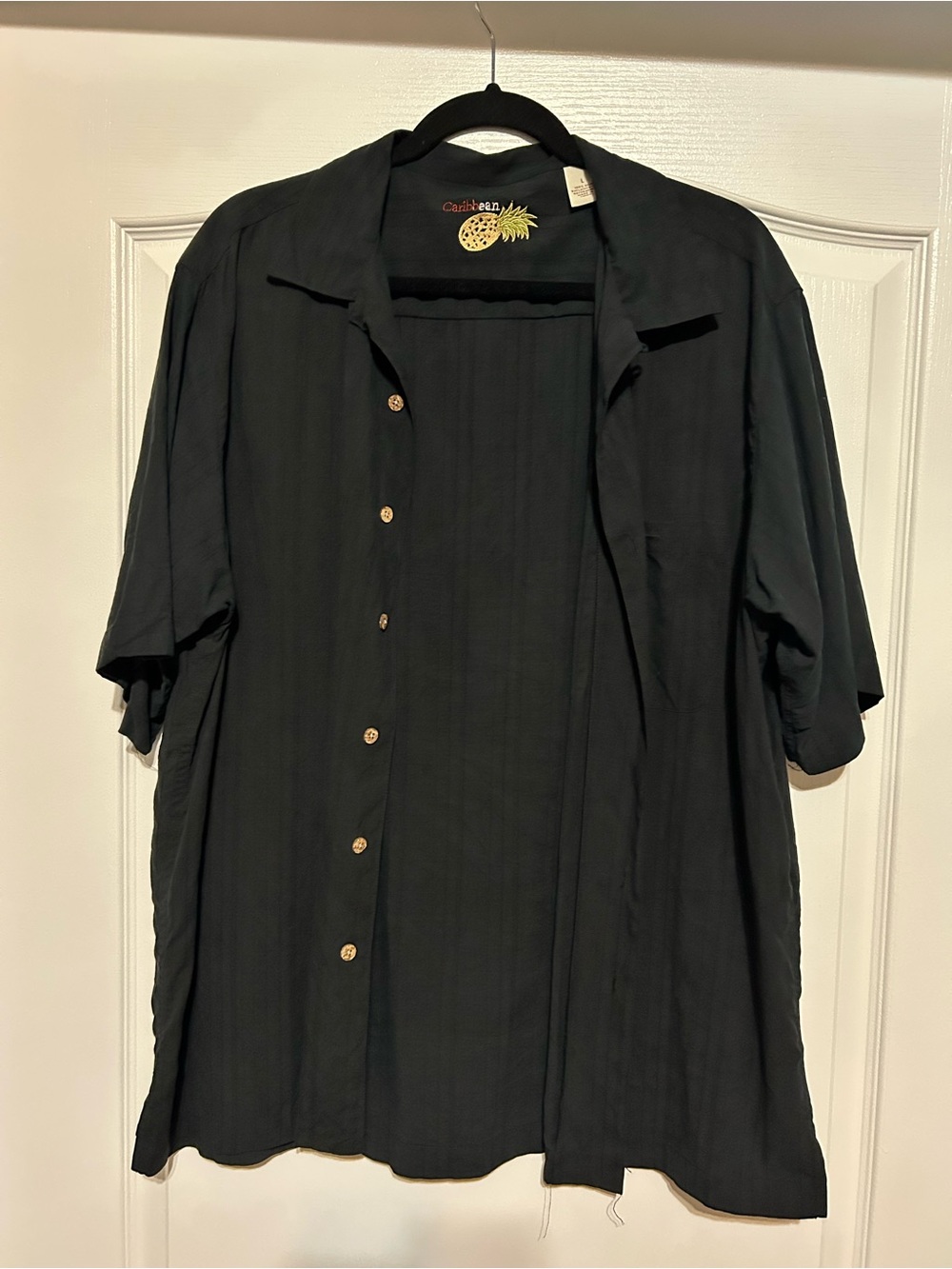 Casual Short-Sleeve Button-Up Shirt - Black